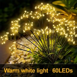 1pc Solar Firework Lights Warm White with 60LEDs for Outdoor Garden Decoration, 2 Modes,Christmas Decoration