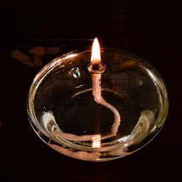 Handcrafted Flat Transparent Glass Candle Holder Oil Lamp,With a light core,Can be used as table candles,Christmas home decor at