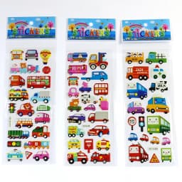 12Sheets Kids Construction Vehicle Excavator Puffy Stickers for Children Birthday Christmas Gift Truck Transport Cartoon Sticker