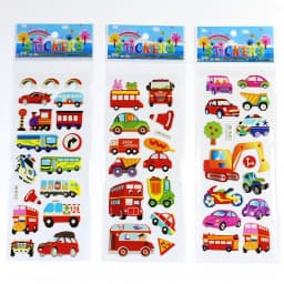 12Sheets Kids Construction Vehicle Excavator Puffy Stickers for Children Birthday Christmas Gift Truck Transport Cartoon Sticker