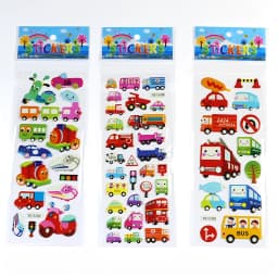 12Sheets Kids Construction Vehicle Excavator Puffy Stickers for Children Birthday Christmas Gift Truck Transport Cartoon Sticker