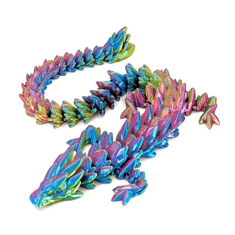 1Pc 3D Printed Gemstone Dragon Figurine-Iridescent Plastic Desk Decor, Ideal for Bedroom & Office, Perfect Gift for Christmas