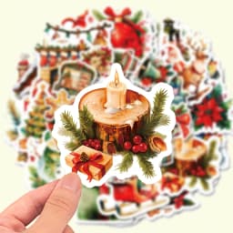 50 Pieces of Christmas Vinyl stickers - Perfect for Laptops, Water Bottles, Helmets, Etc