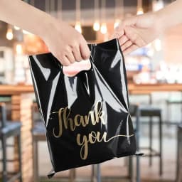 100PCS Black Thank You Bag Plastic Handheld Thank You Gift Packaging Anniversary Christmas Birthday Wedding Party