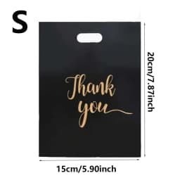 100PCS Black Thank You Bag Plastic Handheld Thank You Gift Packaging Anniversary Christmas Birthday Wedding Party