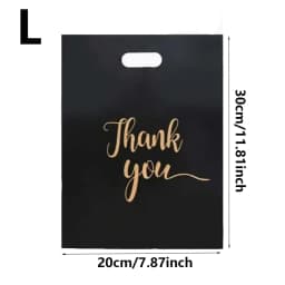 100PCS Black Thank You Bag Plastic Handheld Thank You Gift Packaging Anniversary Christmas Birthday Wedding Party