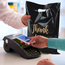 100PCS Black Thank You Bag Plastic Handheld Thank You Gift Packaging Anniversary Christmas Birthday Wedding Party