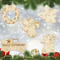 10Pcs Christmas Wooden DIY Painting Ornaments Angel Deer Wreath Pendant for Xmas Tree Hanging Decorations Kids Gifts Supplies