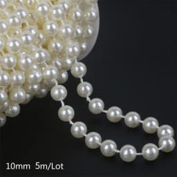 Ivory Round Pearl Beads String Trim Chain Sew Craft Faux Pearls Strand Garland Decorate Floral Centerpieces Favor Christmas Tree