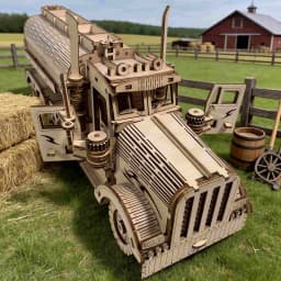 Wooden Oil Tanker Truck Puzzle DIY Wooden 3D Truck Assembly Educational Birthday Gift Christmas Gift