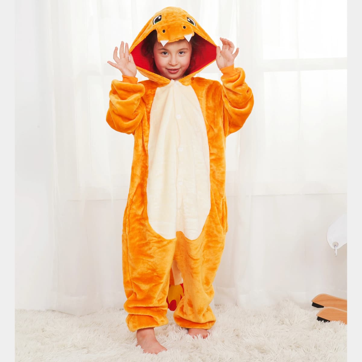 Kids Kigurumi Fire Dragon Cartoon Onesies Children Animal Pajamas Jumpsuit Halloween Christmas Girls Boys Anime Cosplay Costumes