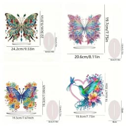 1 DIY Crystal Diamond Painting Decorative Item with Butterfly and Hummingbird Patterns Made of Acrylic Material for Christmas