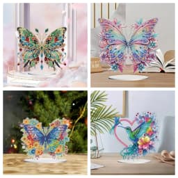1 DIY Crystal Diamond Painting Decorative Item with Butterfly and Hummingbird Patterns Made of Acrylic Material for Christmas