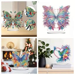 1 DIY Crystal Diamond Painting Decorative Item with Butterfly and Hummingbird Patterns Made of Acrylic Material for Christmas