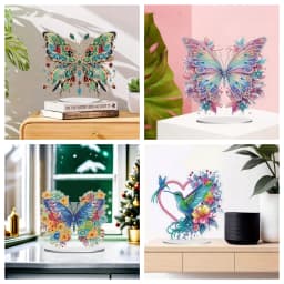 1 DIY Crystal Diamond Painting Decorative Item with Butterfly and Hummingbird Patterns Made of Acrylic Material for Christmas