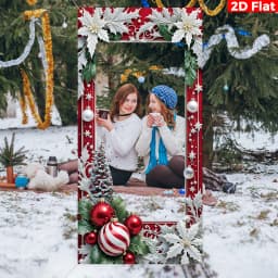2D Flat Christmas Themed Cutout Photo Booth Backdrop Polyester Fiber with Festive Snowflake Christmas Party Decoration