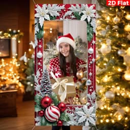 2D Flat Christmas Themed Cutout Photo Booth Backdrop Polyester Fiber with Festive Snowflake Christmas Party Decoration