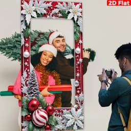 2D Flat Christmas Themed Cutout Photo Booth Backdrop Polyester Fiber with Festive Snowflake Christmas Party Decoration