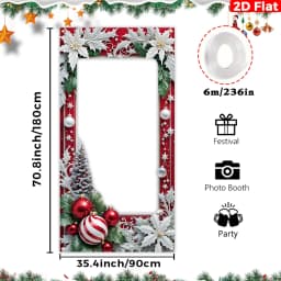 2D Flat Christmas Themed Cutout Photo Booth Backdrop Polyester Fiber with Festive Snowflake Christmas Party Decoration