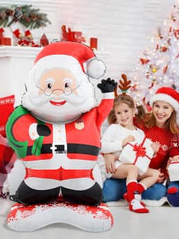 1pc Standing Santa Claus Foil Balloon For Christmas Theme Party, New Year Family Celebration Holiday Ornament