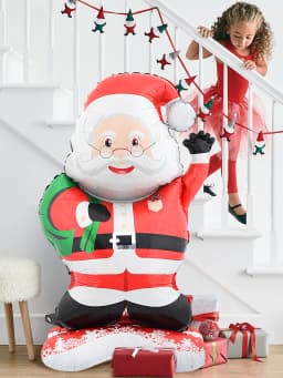 1pc Standing Santa Claus Foil Balloon For Christmas Theme Party, New Year Family Celebration Holiday Ornament