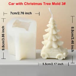 Car with Christmas Tree Candle Mold 3D Car with Pine Tree Soap Resin Mold for Holiday Decoration Christmas Home Decor Gift