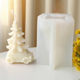 Car with Christmas Tree Candle Mold 3D Car with Pine Tree Soap Resin Mold for Holiday Decoration Christmas Home Decor Gift