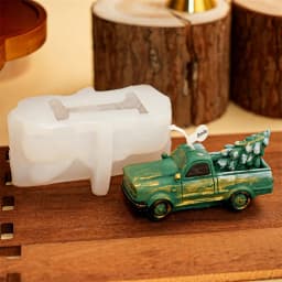 Car with Christmas Tree Candle Mold 3D Car with Pine Tree Soap Resin Mold for Holiday Decoration Christmas Home Decor Gift