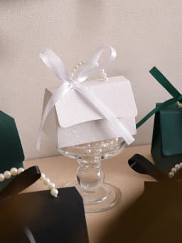 10-Pack of Stylish Embossed Gift Boxes, Available in Various Colors, with Satin Ribbon and Faux Pearl Handles, Embossed Floral Candy Boxes, Suitable for Various Occasions Mother's Day, Father's Day, Graduation Season, Wedding, Halloween, Christmas, Birthday Mini Packaging Bags