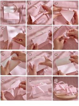 10-Pack of Stylish Embossed Gift Boxes, Available in Various Colors, with Satin Ribbon and Faux Pearl Handles, Embossed Floral Candy Boxes, Suitable for Various Occasions Mother's Day, Father's Day, Graduation Season, Wedding, Halloween, Christmas, Birthday Mini Packaging Bags