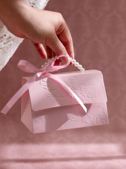 10-Pack of Stylish Embossed Gift Boxes, Available in Various Colors, with Satin Ribbon and Faux Pearl Handles, Embossed Floral Candy Boxes, Suitable for Various Occasions Mother's Day, Father's Day, Graduation Season, Wedding, Halloween, Christmas, Birthday Mini Packaging Bags