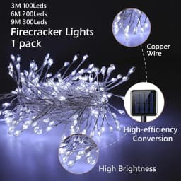 Solar LED Firecracker String Lights Outdoor Waterproof Garland Fairy Light for Wedding Party Garden Christmas Holiday Decoration