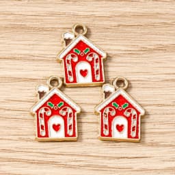 Tusember 10pcs Enamel Christmas Gingerbread House Charms for Christmas Necklaces Earrings Bracelets Pendant Craft