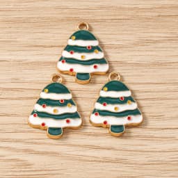 Tusember 10pcs Enamel Christmas Gingerbread House Charms for Christmas Necklaces Earrings Bracelets Pendant Craft