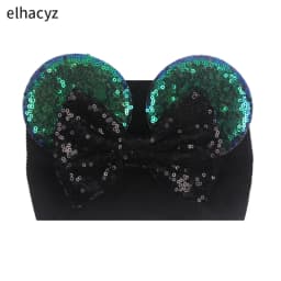 NEW Mouse Ears Baby Headbands For Girls Princess Cosplay Sequin 5"Bow Headwrap Baby Turban Christmas Party DIY Hair Accessory