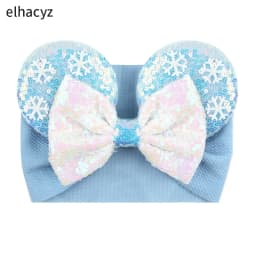 NEW Mouse Ears Baby Headbands For Girls Princess Cosplay Sequin 5"Bow Headwrap Baby Turban Christmas Party DIY Hair Accessory