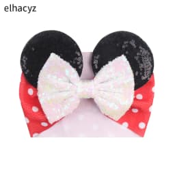 NEW Mouse Ears Baby Headbands For Girls Princess Cosplay Sequin 5"Bow Headwrap Baby Turban Christmas Party DIY Hair Accessory