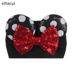 NEW Mouse Ears Baby Headbands For Girls Princess Cosplay Sequin 5"Bow Headwrap Baby Turban Christmas Party DIY Hair Accessory