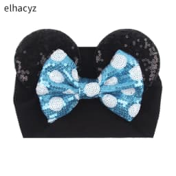 NEW Mouse Ears Baby Headbands For Girls Princess Cosplay Sequin 5"Bow Headwrap Baby Turban Christmas Party DIY Hair Accessory