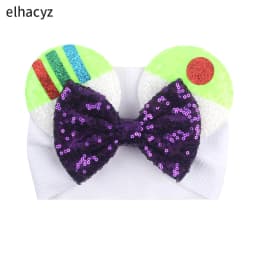NEW Mouse Ears Baby Headbands For Girls Princess Cosplay Sequin 5"Bow Headwrap Baby Turban Christmas Party DIY Hair Accessory