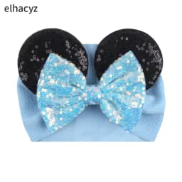 NEW Mouse Ears Baby Headbands For Girls Princess Cosplay Sequin 5"Bow Headwrap Baby Turban Christmas Party DIY Hair Accessory