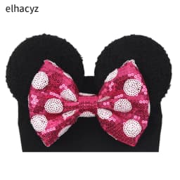 NEW Mouse Ears Baby Headbands For Girls Princess Cosplay Sequin 5"Bow Headwrap Baby Turban Christmas Party DIY Hair Accessory