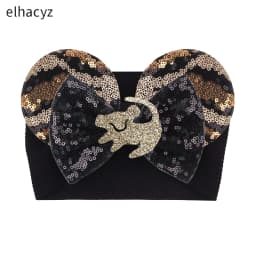 NEW Mouse Ears Baby Headbands For Girls Princess Cosplay Sequin 5"Bow Headwrap Baby Turban Christmas Party DIY Hair Accessory