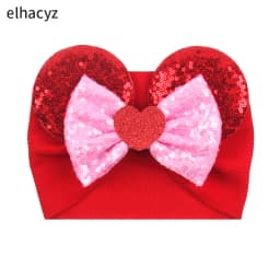 NEW Mouse Ears Baby Headbands For Girls Princess Cosplay Sequin 5"Bow Headwrap Baby Turban Christmas Party DIY Hair Accessory