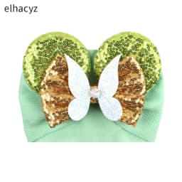 NEW Mouse Ears Baby Headbands For Girls Princess Cosplay Sequin 5"Bow Headwrap Baby Turban Christmas Party DIY Hair Accessory