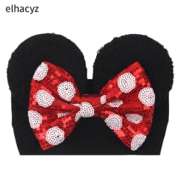NEW Mouse Ears Baby Headbands For Girls Princess Cosplay Sequin 5"Bow Headwrap Baby Turban Christmas Party DIY Hair Accessory