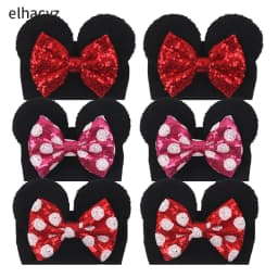 NEW Mouse Ears Baby Headbands For Girls Princess Cosplay Sequin 5"Bow Headwrap Baby Turban Christmas Party DIY Hair Accessory