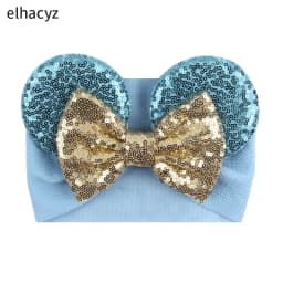 NEW Mouse Ears Baby Headbands For Girls Princess Cosplay Sequin 5"Bow Headwrap Baby Turban Christmas Party DIY Hair Accessory
