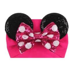 NEW Mouse Ears Baby Headbands For Girls Princess Cosplay Sequin 5"Bow Headwrap Baby Turban Christmas Party DIY Hair Accessory