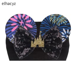 NEW Mouse Ears Baby Headbands For Girls Princess Cosplay Sequin 5"Bow Headwrap Baby Turban Christmas Party DIY Hair Accessory